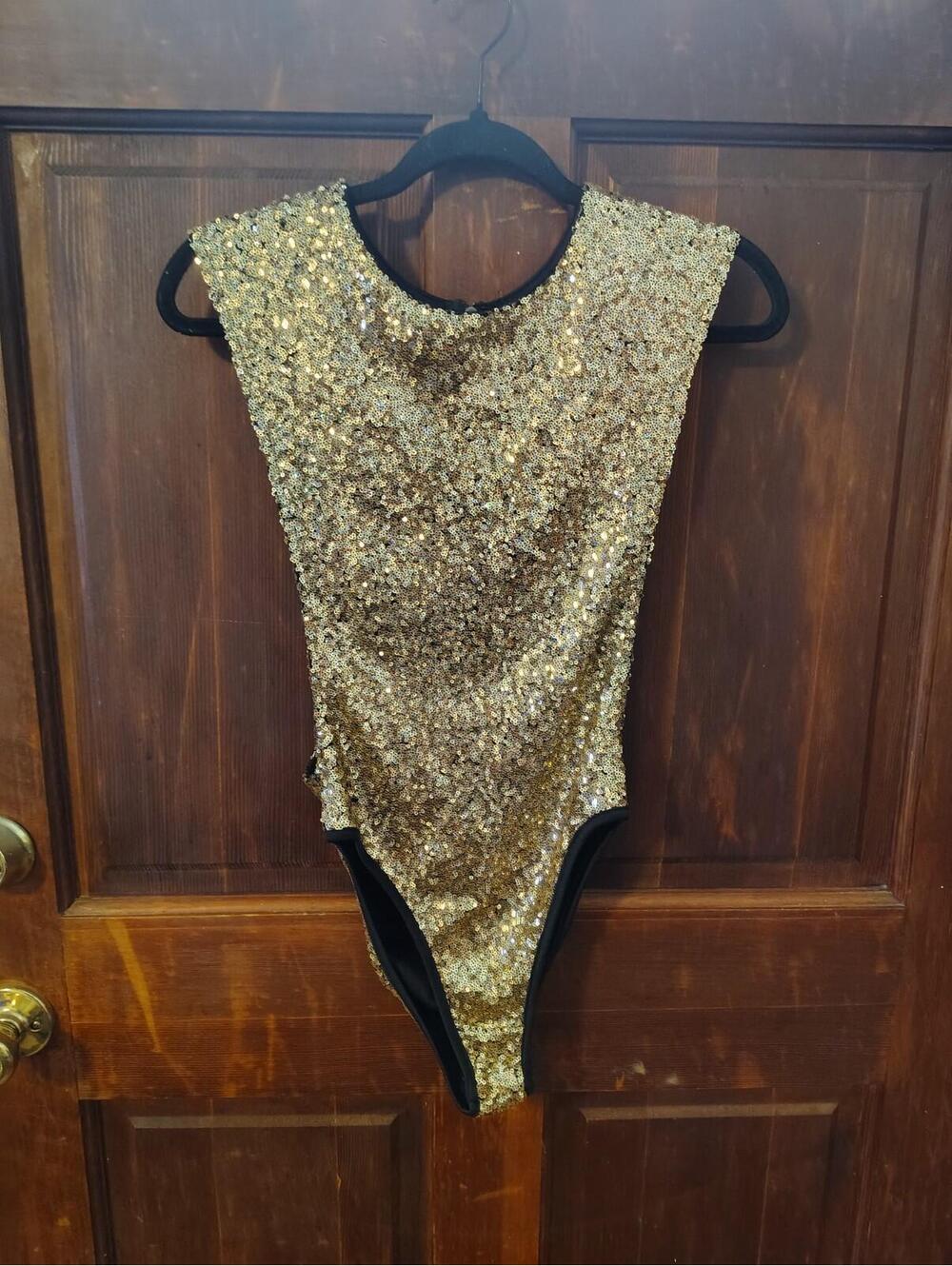 Rehab Sparkling Gold Sequin Bodysuit
